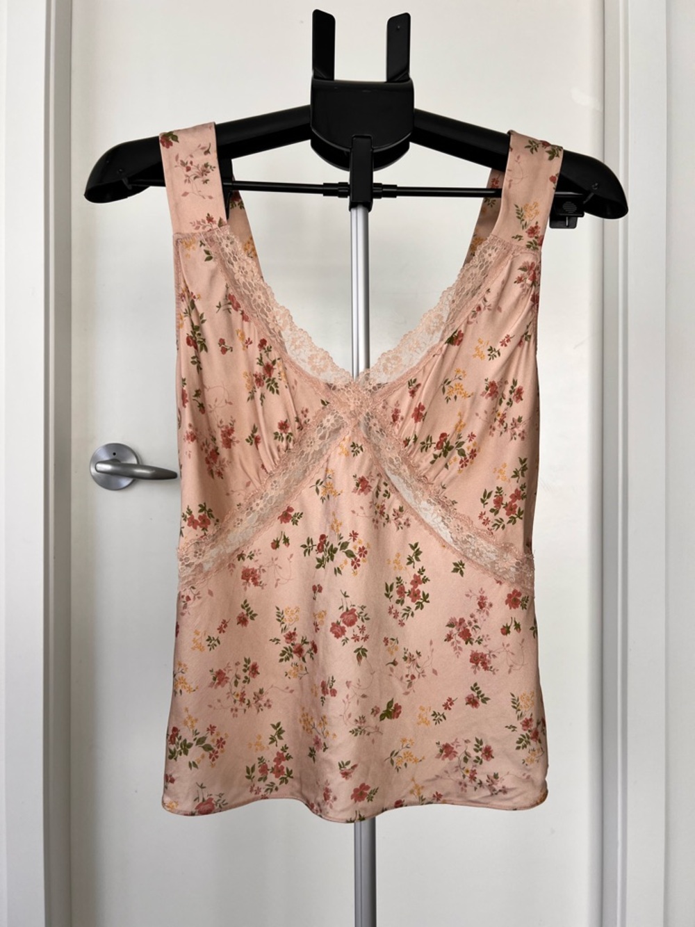 Reformation Blush Pink Floral Satin Lace Cami